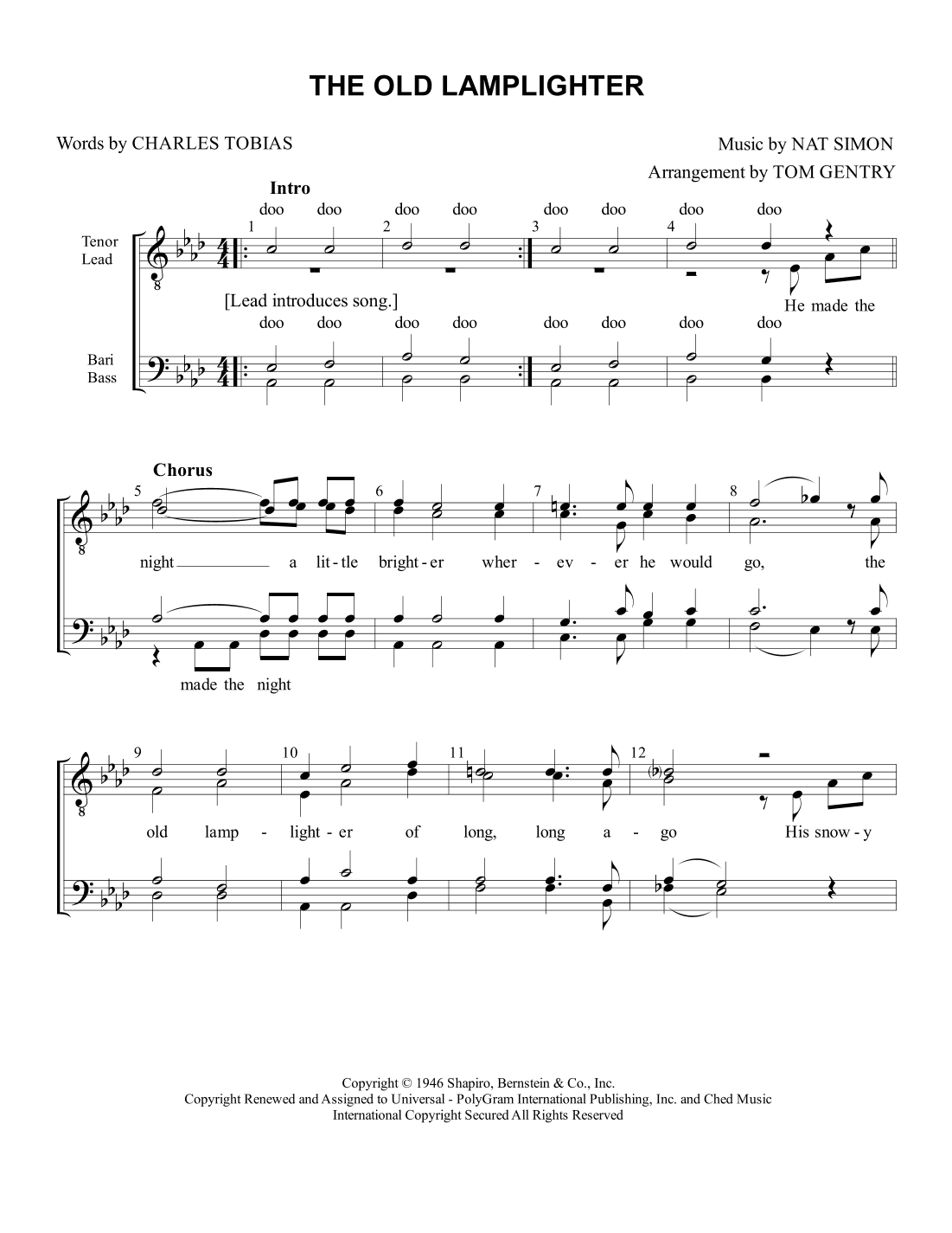 The Old Lamplighter (arr. Tom Gentry)