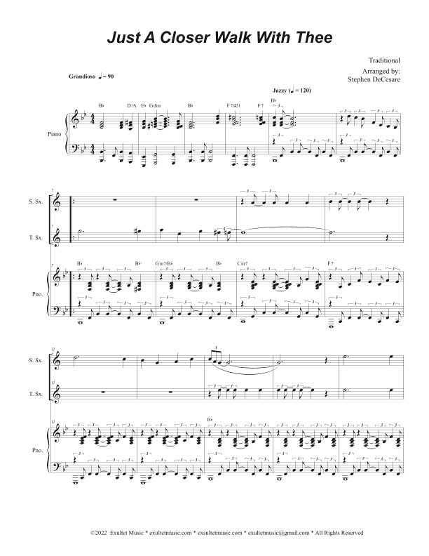 Just A Closer Walk With Thee (Duet for Soprano and Tenor Saxophone) (arr. Stephen DeCesare)