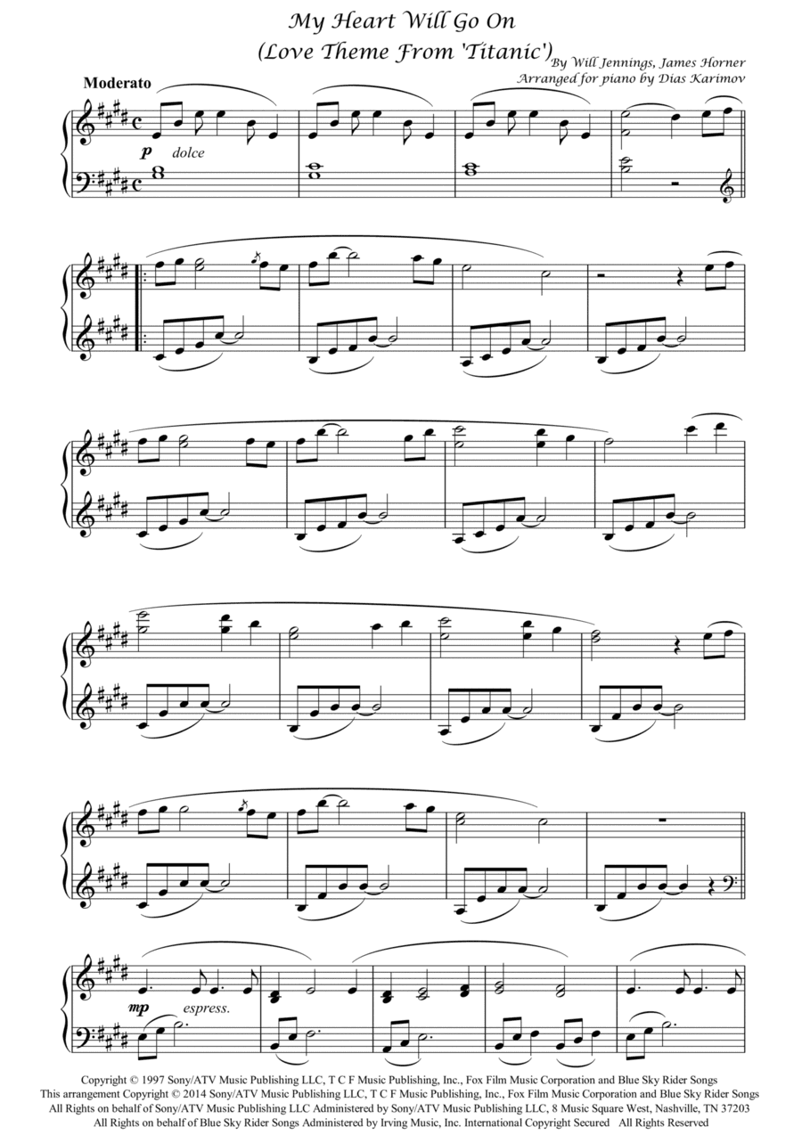 My Heart Will Go On (love Theme From 'titanic') (arr. Dias Karimov)