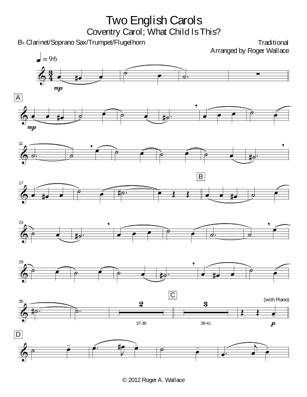 Two English Carols (Coventry Carol; What Child Is This?) (arr. Roger Wallace)