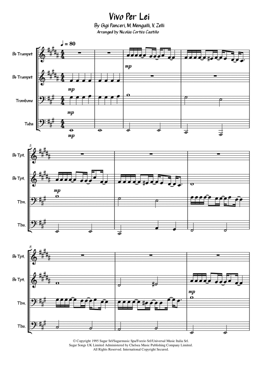 Vivo Per Lei (arr. Nicolás Cortés Castillo)