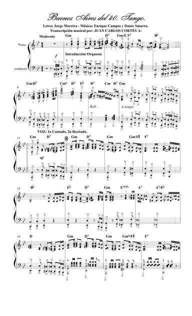 Buenos Aires del 40. Tango por Jorge Moreira, Enrique Campos, Dante Smurra. (arr. Juan Carlos Cortés Aguirre)