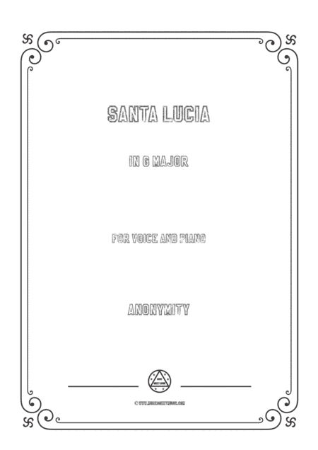 Louis-Santa Lucia in G Major,for Voice and Piano (arr. MSM)