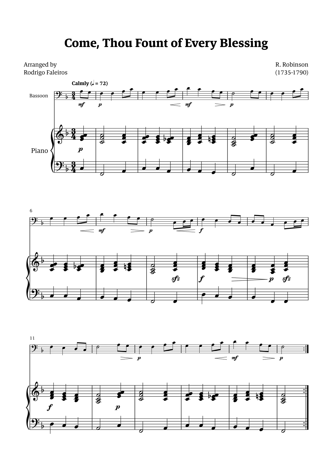 Come Thou Fount of Every Blessing (arr. Rodrigo Faleiros)