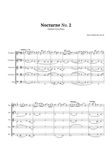 Nocturne by Chopin for Brass Quintet (arr. Langanho)
