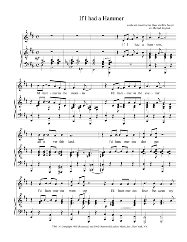 If I Had A Hammer (the Hammer Song) (arr. Michael Woytiuk)