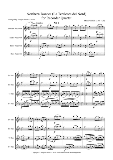 GIULIANI, M. La Tersicore del Nord (Northern Dances), Op. 147, for Recorder Quartet (arr. Douglas Brooks-Davies)