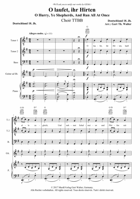 O Hurry, Ye Shepherds, And Run All At Once (arr. Gert Th. Walter)