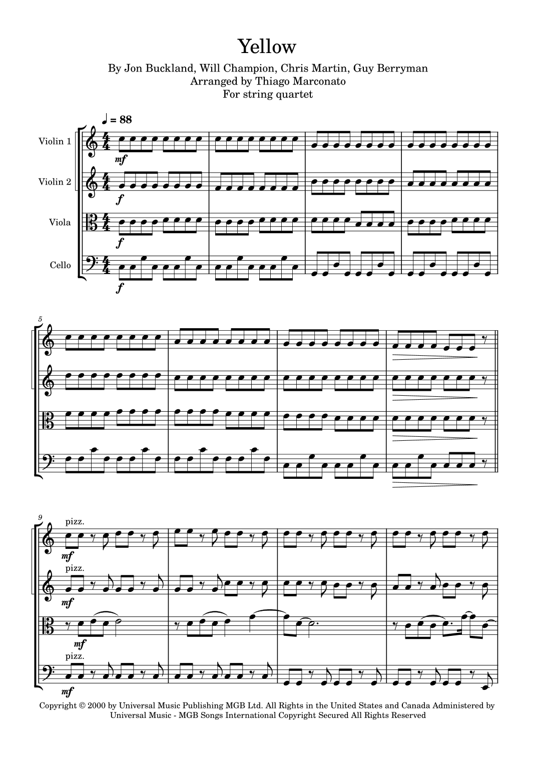 Yellow (arr. Thiago Marconato)