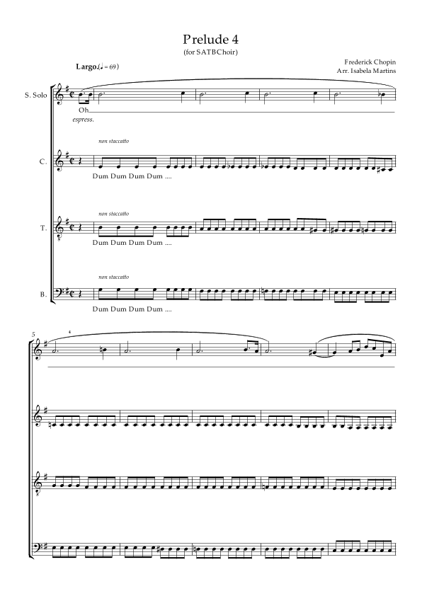 Prelude 4 - Chopin ( for SATB Choir) (arr. Isabela Martins)