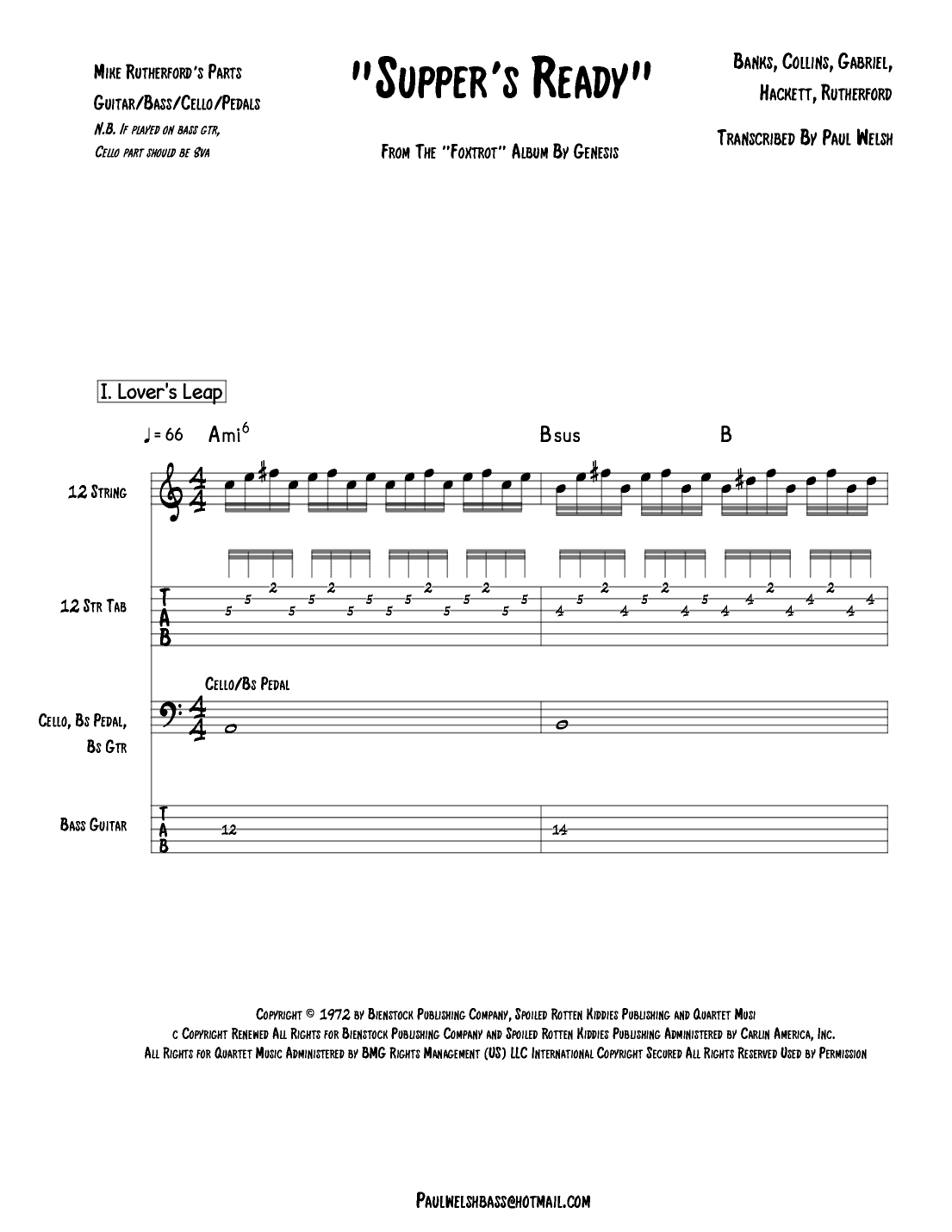 Supper's Ready (arr. P Welsh)