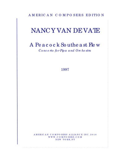 [Van de Vate] A Peacock Southeast Flew