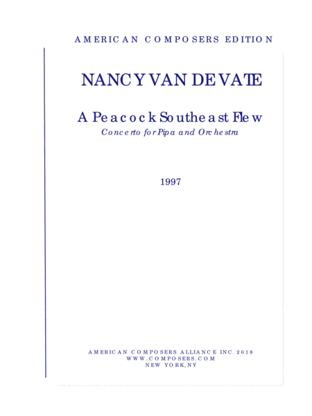 [Van de Vate] A Peacock Southeast Flew
