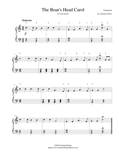 The Boar's Head Carol - for easy piano (arr. Samuel Stokes)