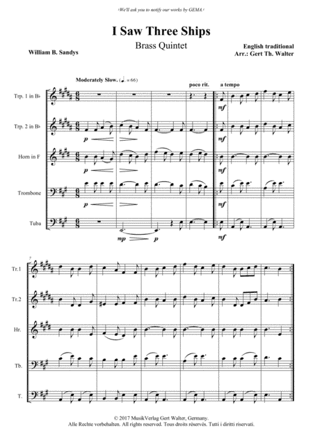 I Saw Three Ships (arr. Gert Th. Walter)