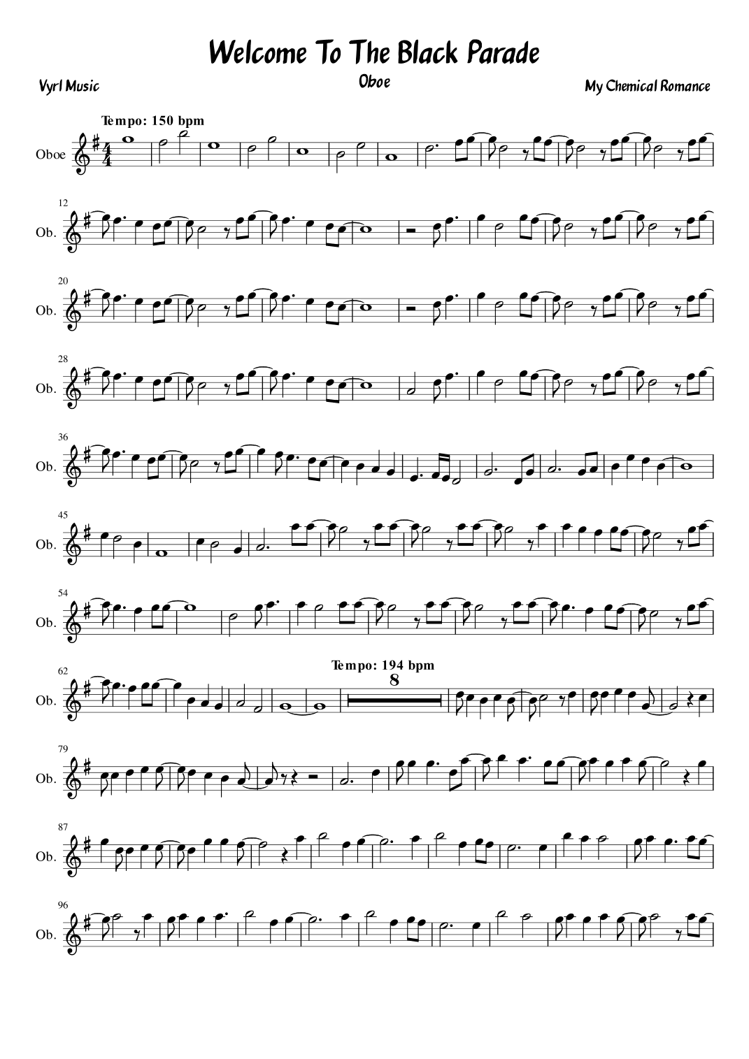 Welcome To The Black Parade (arr. Vyrl)