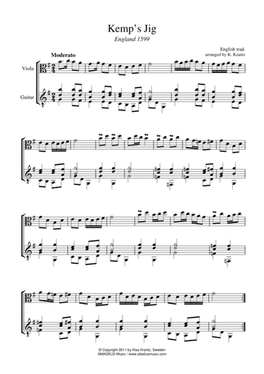 Kemp's Jig and Spilt Whiskey (Suo-gan) for viola and guitar (arr. K. Krantz)