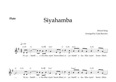 Siyahamba - Flute and chords (African Song) (arr. Cadu Barcelos)
