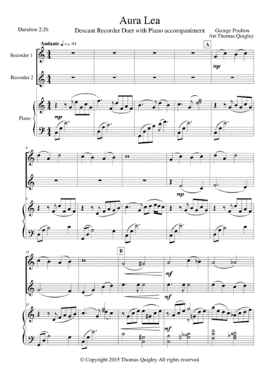 Aura Lea (arr. Thomas Quigley)
