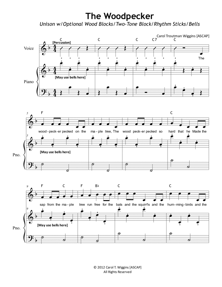 The Woodpecker (Unison w/Percussion)