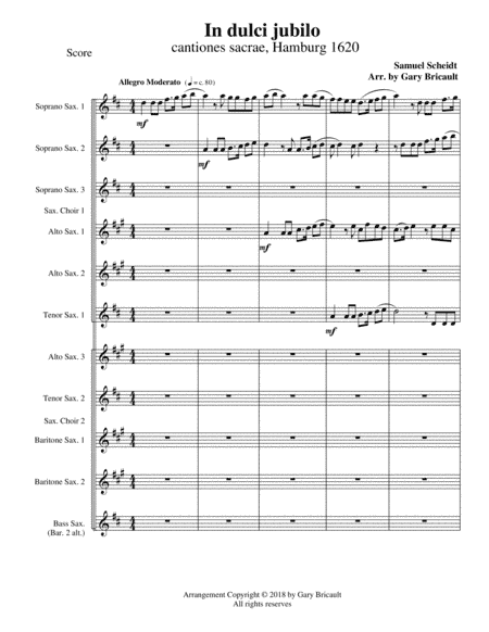 In Dulce Jubilo from cantiones sacrae, Hamburg 1620 (arr. Gary Bricault)