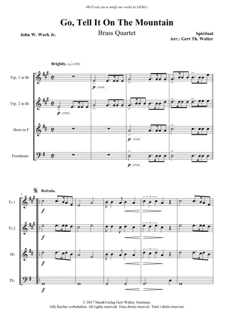 Go, Tell It On The Mountain (arr. Gert Th. Walter)