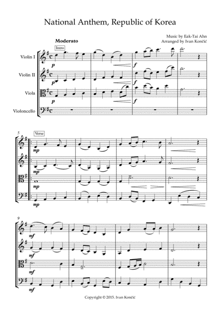 "Aegukga" - National anthem of South Korea (String quartet) (arr. Ivan Koncic)