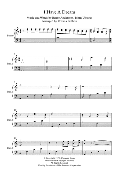 I Have A Dream (arr. Roxana Belibou)