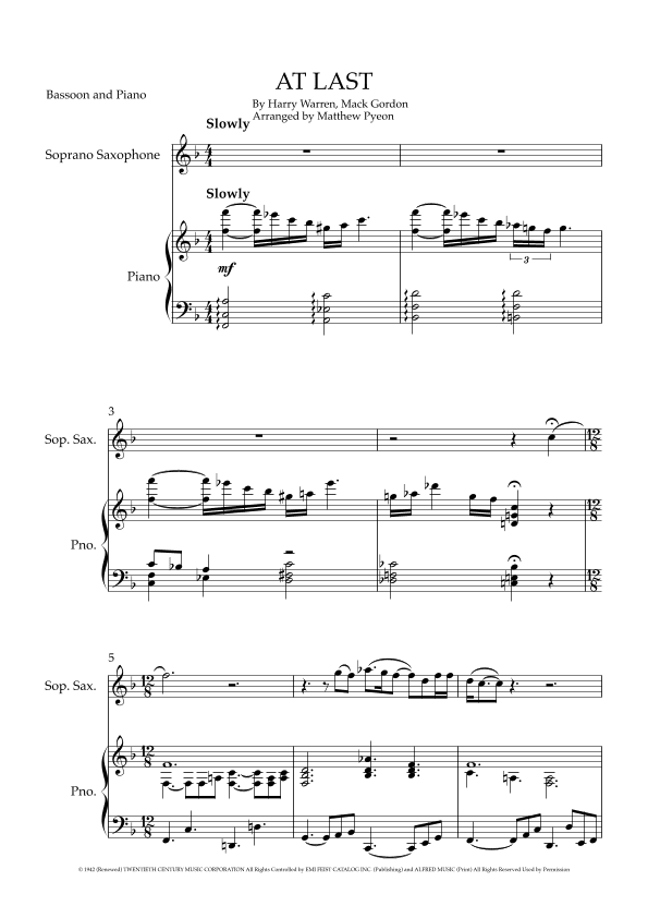At Last (arr. Matthew pyeon)