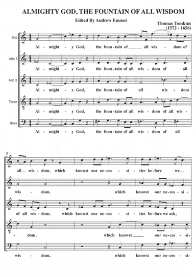 Almighty God, The Fountain Of All Wisdom A Cappella (arr. Edited by Andrew Emmet)