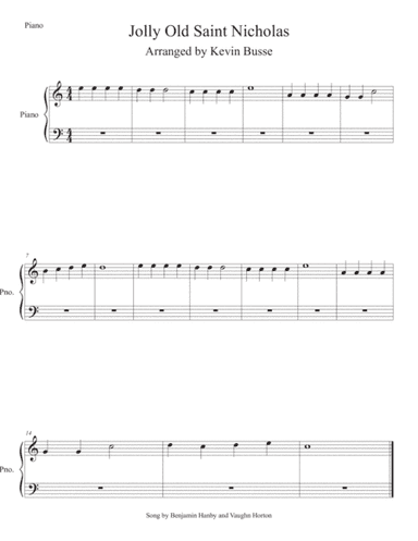 Jolly Old St. Nicholas (Easy key of C) Piano (arr. Kevin Busse)
