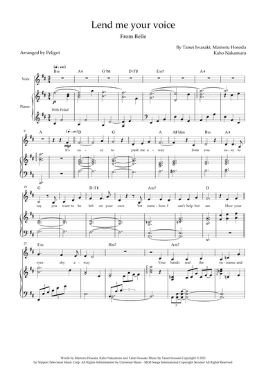 Lend Me Your Voice (kokoro Sobani) (arr. Peligot)