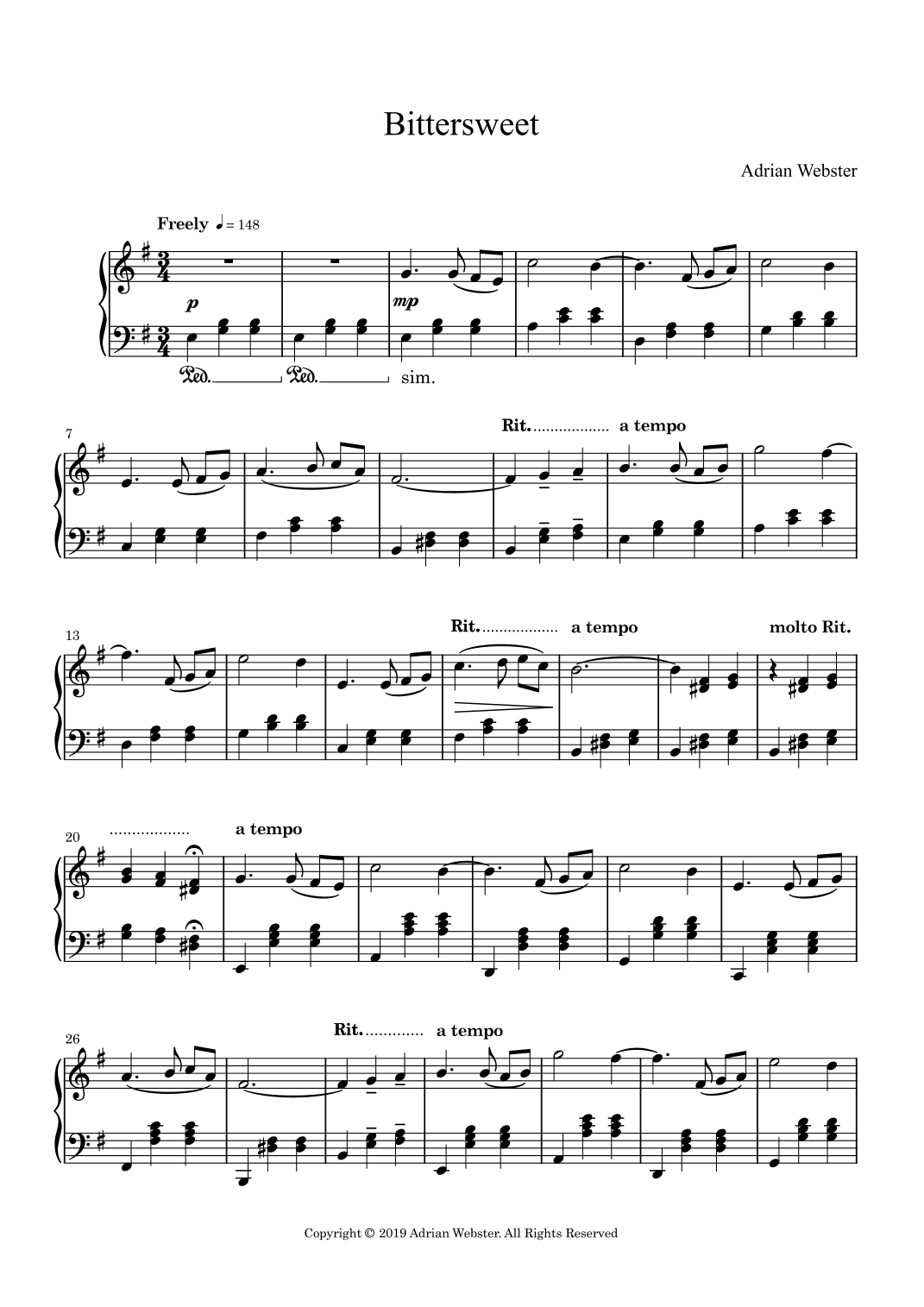 Bittersweet - CrusaderBeach - Beautiful Reflective Piano Solo