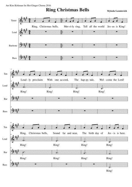Ring Christmas Bells for Female Barbershop (arr. Kim Kirkman)