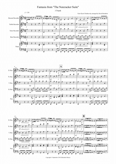 Trepak (Fantasia from Nutcracker) for Recorder Quartet (arr. David Burndrett)