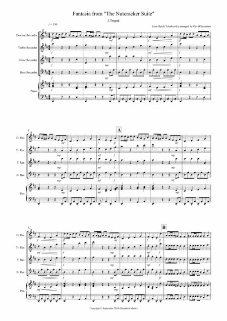 Trepak (Fantasia from Nutcracker) for Recorder Quartet (arr. David Burndrett)
