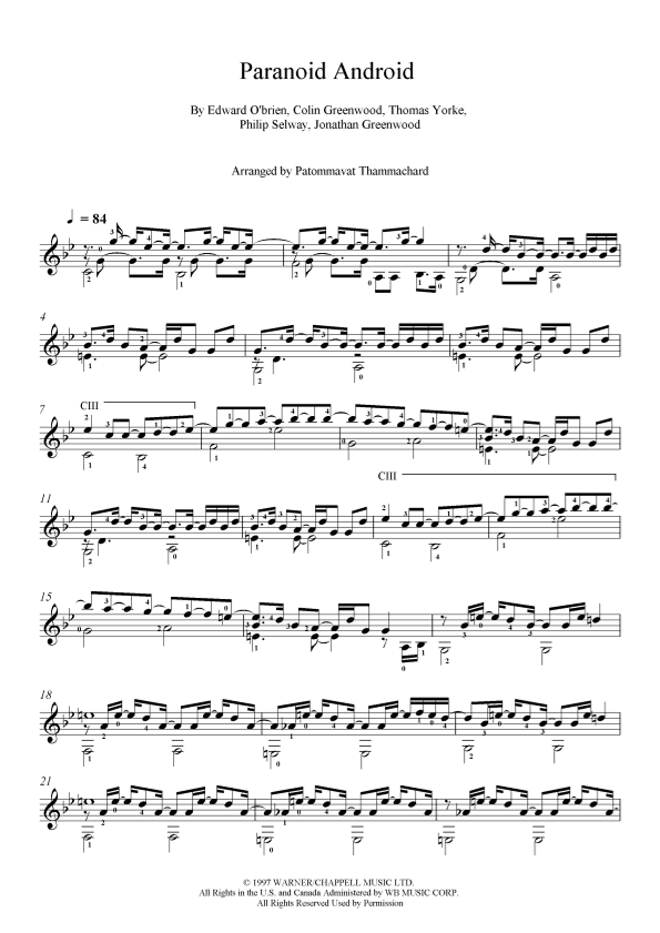 Paranoid Android (arr. Patommavat Thammachard)