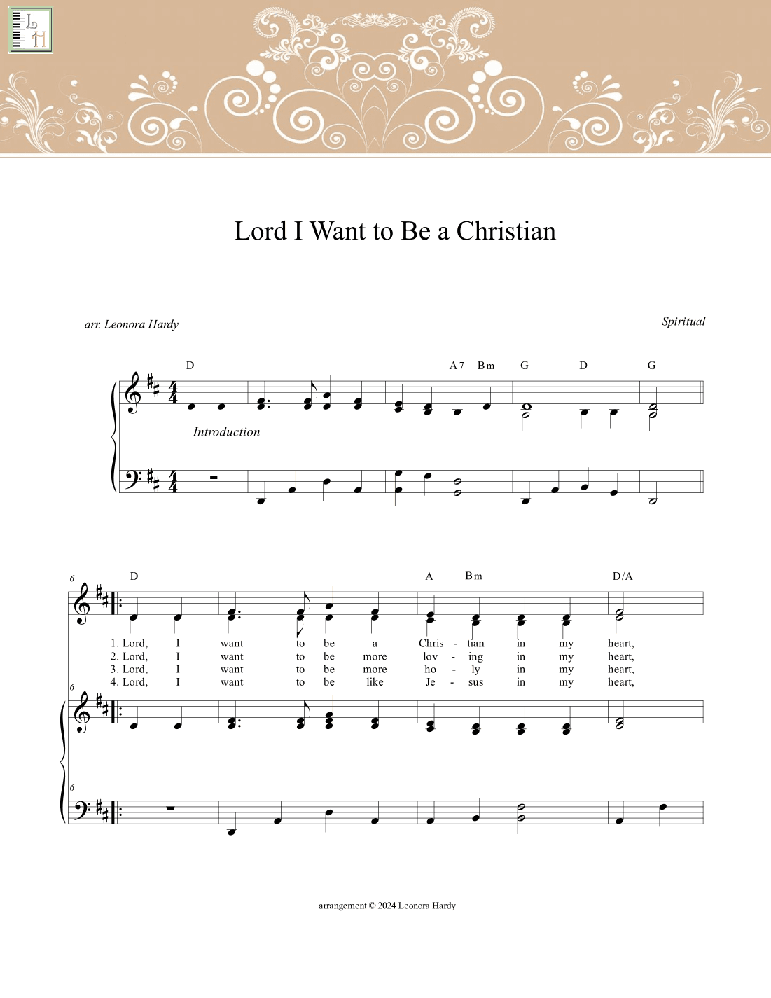 Lord I Want to Be a Christian (arr. Leonora Hardy)