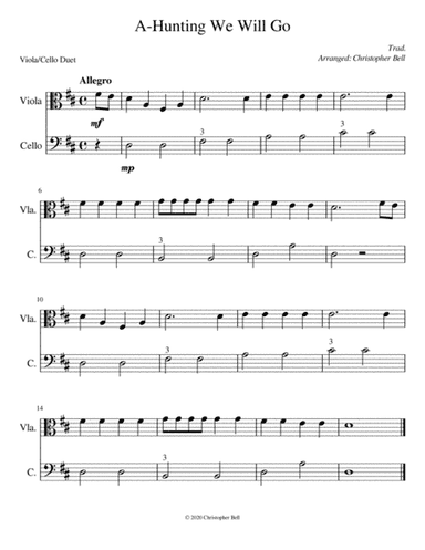 A-Hunting We Will Go - Easy Viola/Cello Duet (arr. Christopher Bell)