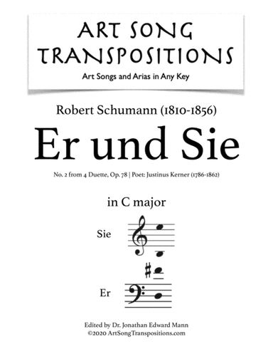 SCHUMANN: Er und Sie, Op. 78 no. 2 (transposed to C major, Er in bass clef) (arr. ArtSongTranspositions.com)