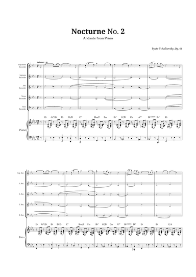 Nocturne by Chopin for Recorder Quintet and Piano (arr. Langanho)