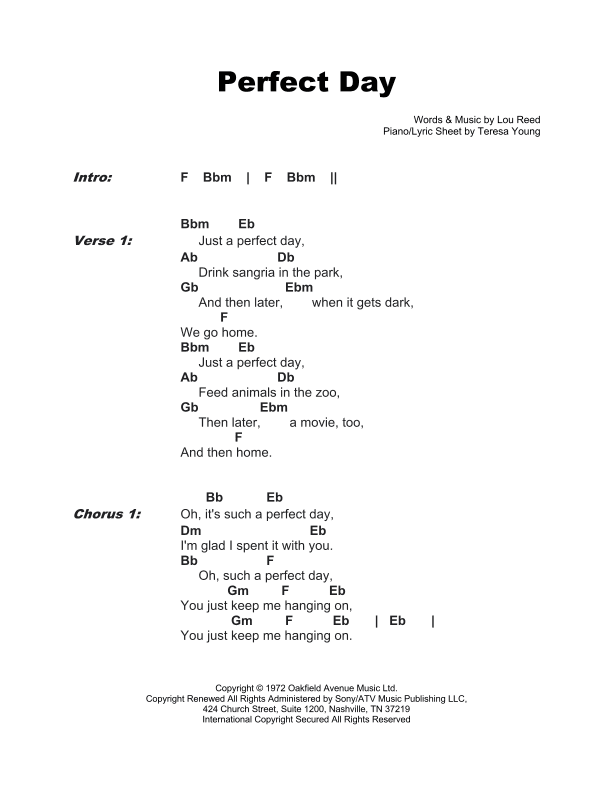 Perfect Day (arr. Teresa Young)