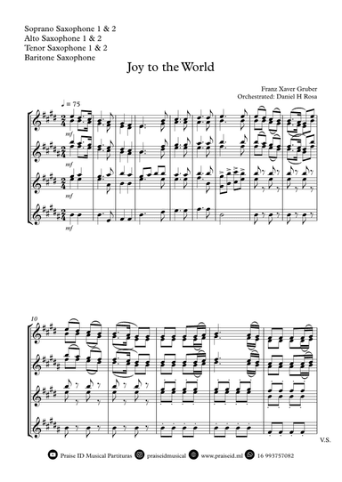 Joy to the World - Christrmas Carol - Saxophone Quartet (arr. Daniel H Rosa)