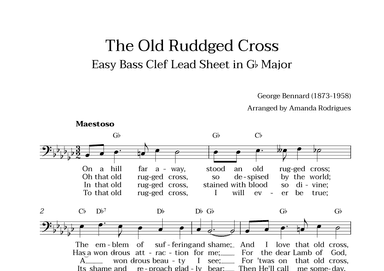 The Old Rugged Cross in Gb Major - Easy Bass Clef Lead Sheet (arr. Amanda Cerqueira Rodrigues)