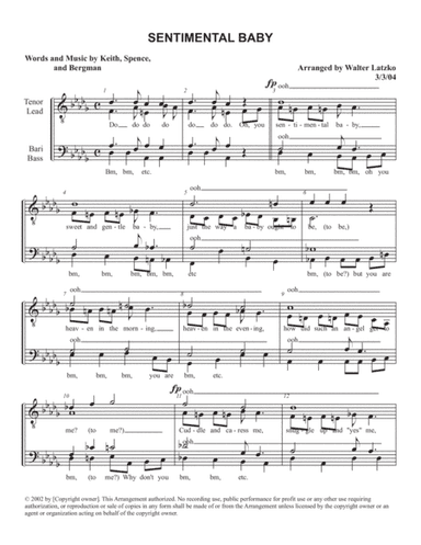 Sentimental Baby (arr. Walter Latzko)