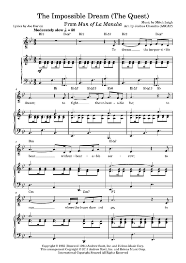 The Impossible Dream (the Quest) (arr. Joshua Chandra)