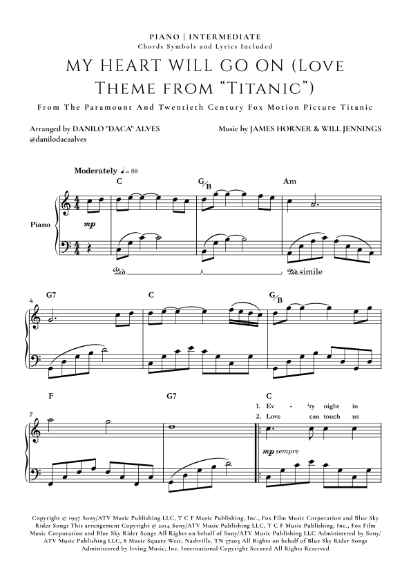My Heart Will Go On (love Theme From 'titanic') (arr. Danilo "Daca" Alves)