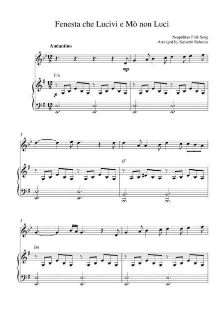 Fenesta che Lucivi e Mò non Luci (arr. Kaiserin Rebecca)