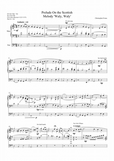 Prelude on 'Waly' Waly' for Organ