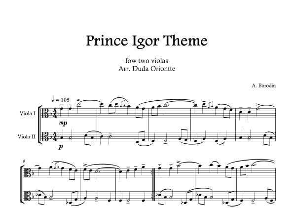 Prince Igor Theme (Viola duet) Borodin (arr. Duda Oriontte)
